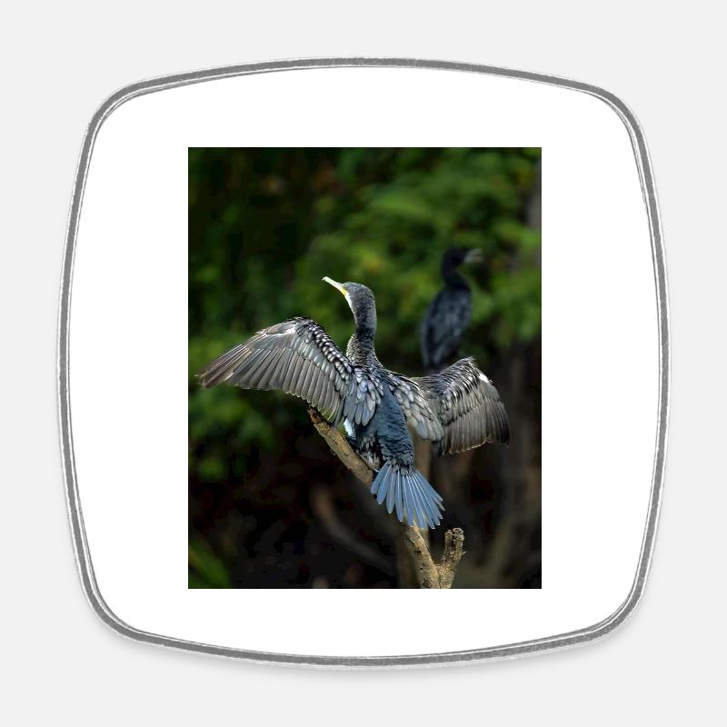 Stylish bird - Square fridge magnet - white