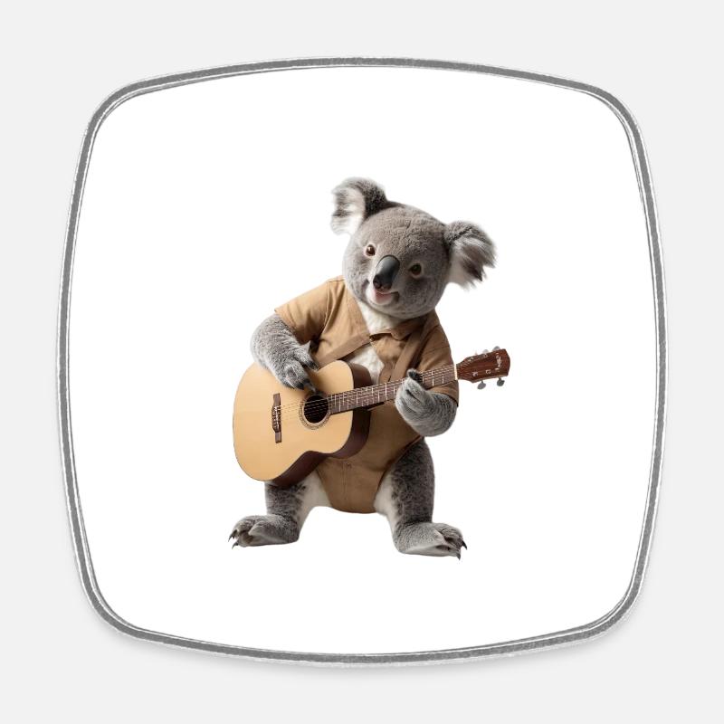 Koala guitare - Magnet carré - blanc