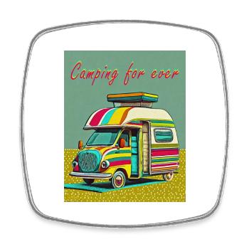 Camping forever - Square fridge magnet - white - Front