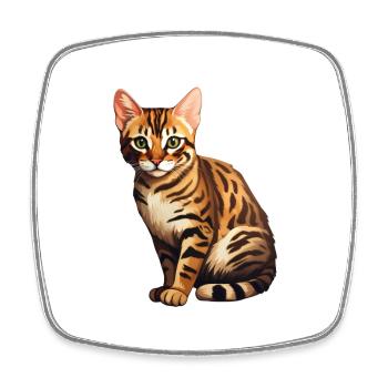 Bengalische Katze - Viereckiger Kühlschrankmagnet - Weiß - Vorne