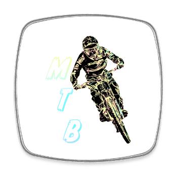 MTB-Abfahrt - Viereckiger Kühlschrankmagnet - Weiß - Vorne