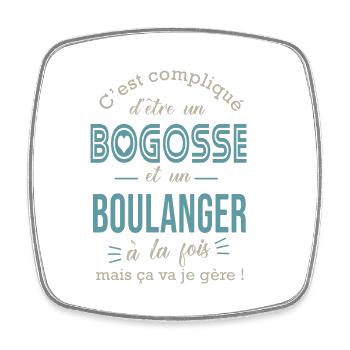 boulanger bogosse Cadeau humour boulanger pain - Magnet carré - blanc - Devant