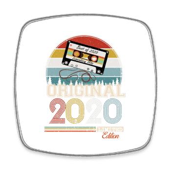 Stilvolles Retro-Geschenk: 2020 Vintage - Viereckiger Kühlschrankmagnet - Weiß - Vorne