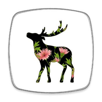 Cerf - Magnet carré - blanc - Devant