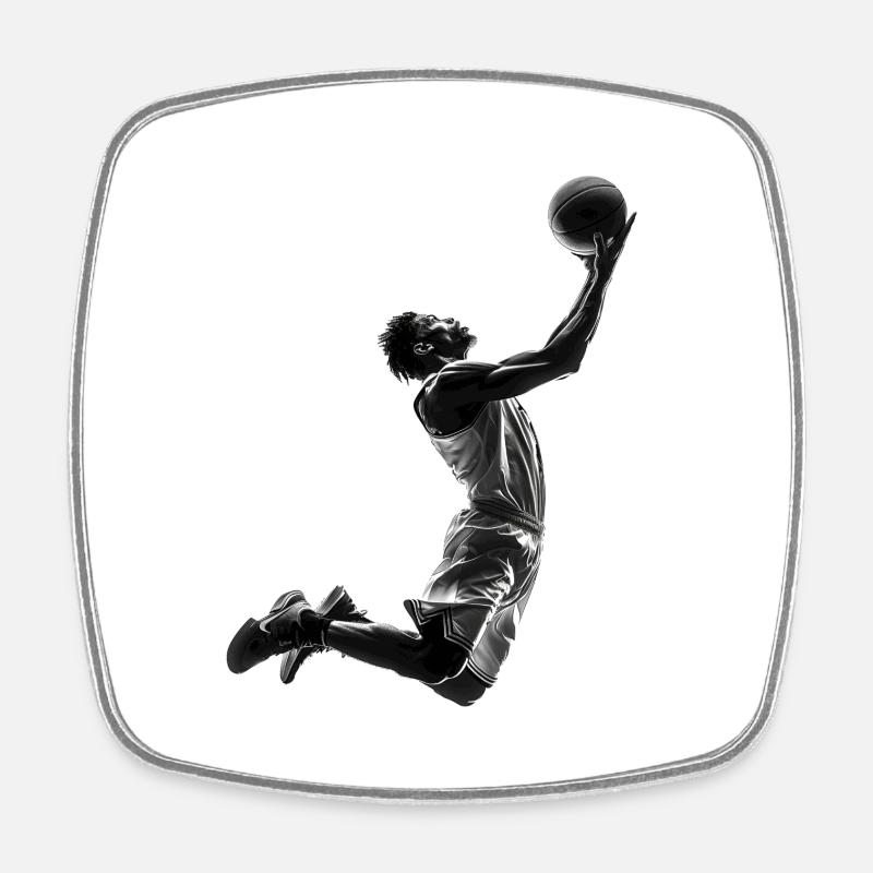 Silhouette d’un basketteur - Magnet carré - blanc