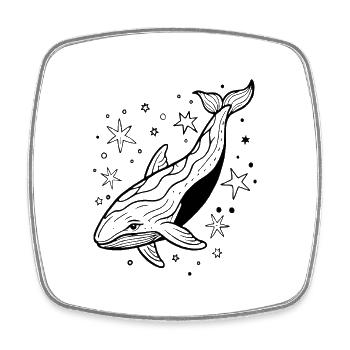 Baleine dans l’espace - Magnet carré - blanc - Devant