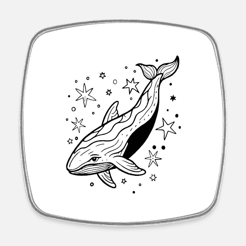 Baleine dans l’espace - Magnet carré - blanc