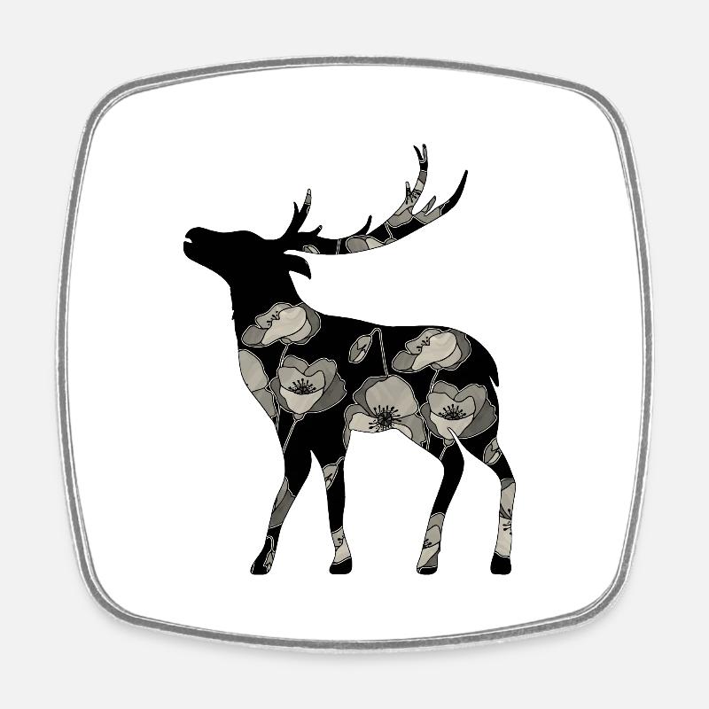 Cerf - Magnet carré - blanc