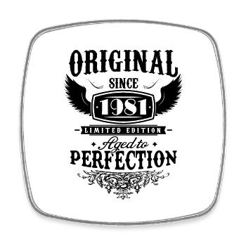 Perfection 1981 -43rd Anniversary,Original - Square fridge magnet - white - Front