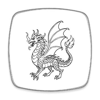 Dessin au trait du dragon - Magnet carré - blanc - Devant