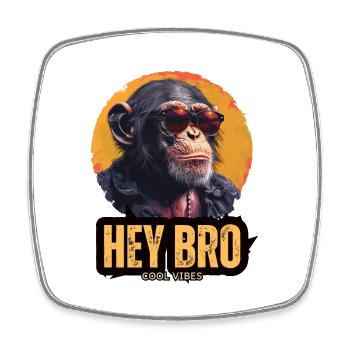 Affe Sonnenbrille Cool Hey Bro - Viereckiger Kühlschrankmagnet - Weiß - Vorne