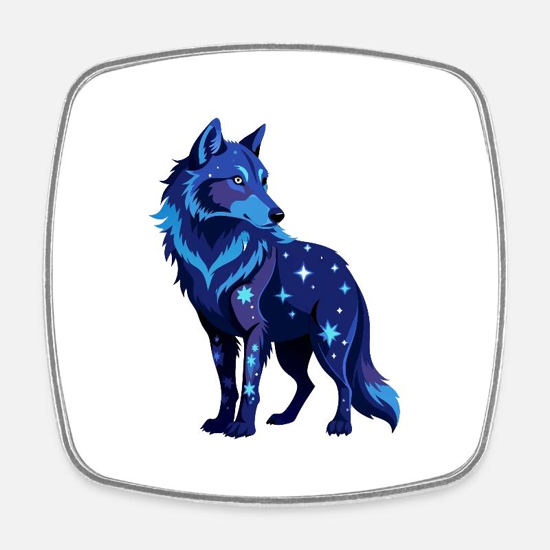 Galaktischer Wolf - Viereckiger Kühlschrankmagnet - Weiß
