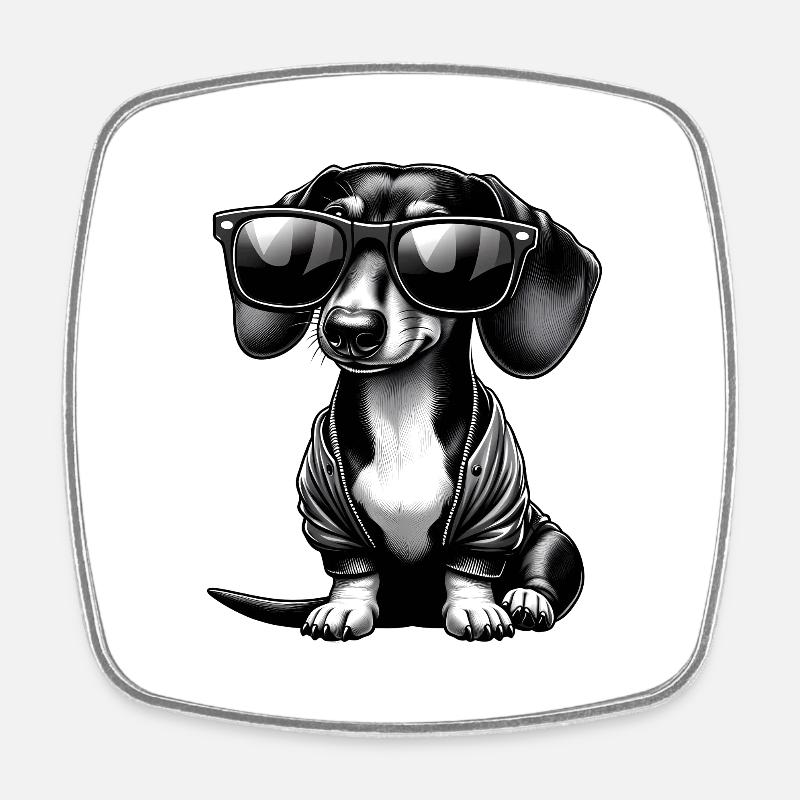 Cute Dachshund Dog - Square fridge magnet - white