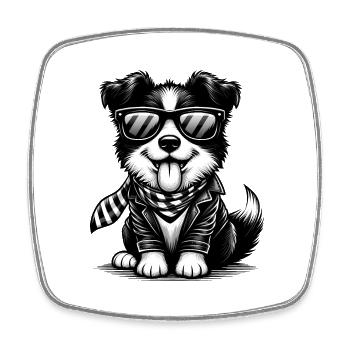 Süßer Hund mit Sonnenbrille - Viereckiger Kühlschrankmagnet - Weiß - Vorne