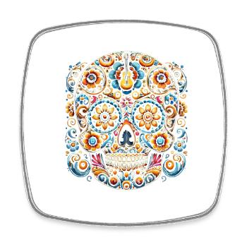 Dia De Los Muertos Mexique Crâne en Sucre Mexicain - Magnet carré - blanc - Devant