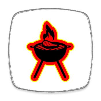 Steak Grill - Viereckiger Kühlschrankmagnet - Weiß - Vorne