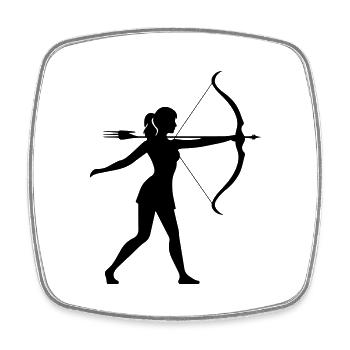 Bogenschießen Frau Silhouette - Viereckiger Kühlschrankmagnet - Weiß - Vorne