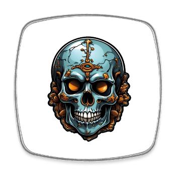 Dekorativer bunter Skull mit Verzierung - Viereckiger Kühlschrankmagnet - Weiß - Vorne