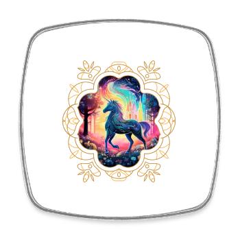 Unicorn beautifully decorated in a frame - Square fridge magnet - white - Front