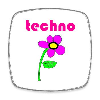 techno blume - Viereckiger Kühlschrankmagnet - Weiß - Vorne