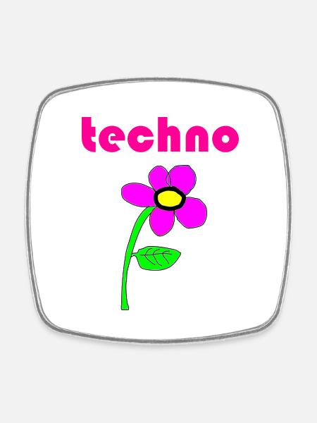 techno blume - Viereckiger Kühlschrankmagnet - Weiß