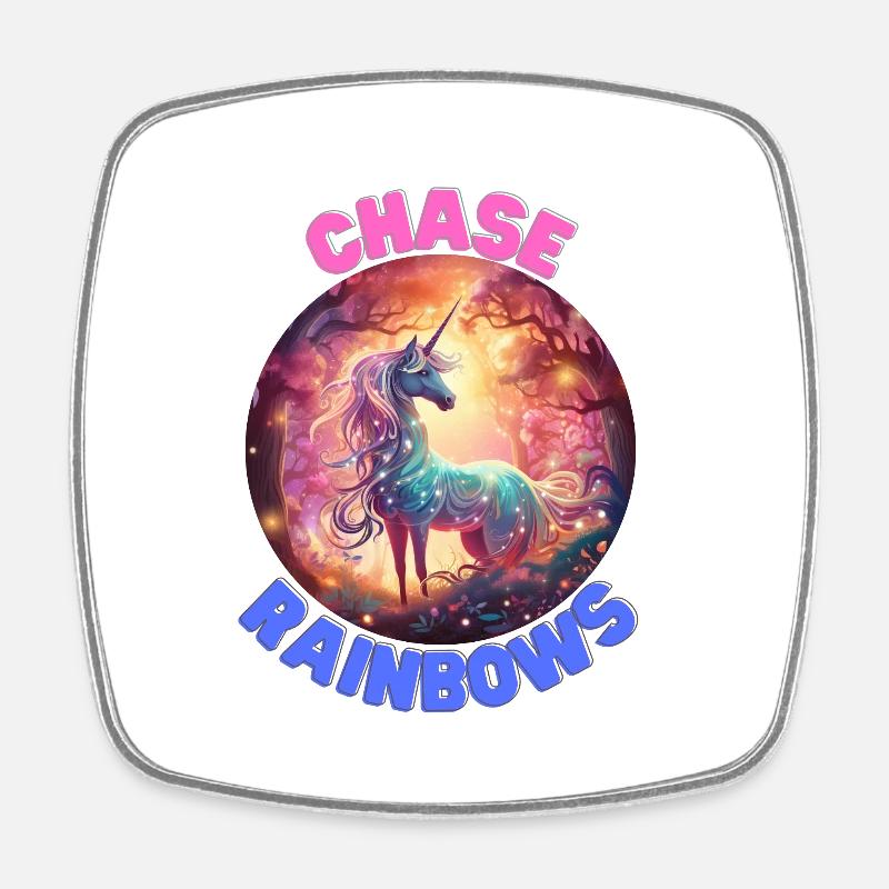 Licorne5 - Magnet carré - blanc