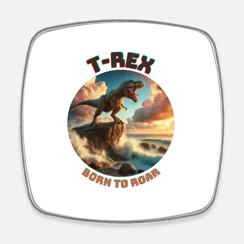 T Rex11 - Square fridge magnet - white