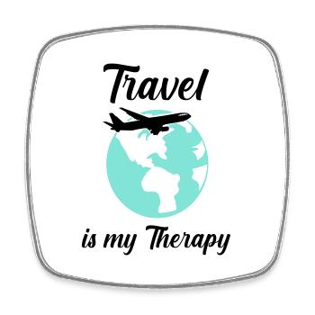 travel is my therapy - Square fridge magnet - white - Front