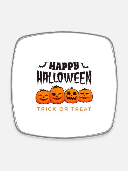 Happy Halloween, Trick or Treat - Square fridge magnet - white