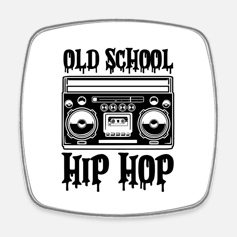 Ghettoblaster Old School Hip Hop - Square fridge magnet - white