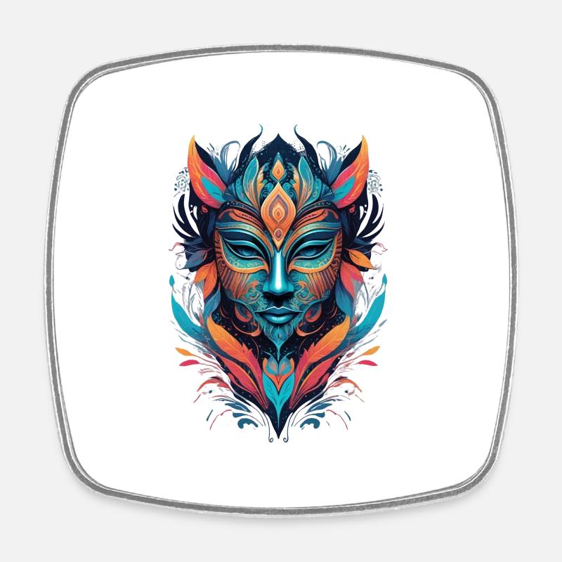 "Vivid Mask" - Square fridge magnet - white