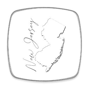New Jersey (USA) | Landkarte | Schatten Script - Viereckiger Kühlschrankmagnet - Weiß - Vorne