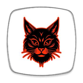 Cat Head - Square fridge magnet - white - Front