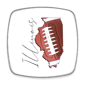 Illinois (USA) | echter Football | Landkarte Scpt - Viereckiger Kühlschrankmagnet - Weiß - Vorne