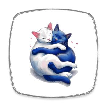 Les chats se câlinent les uns les autres - Magnet carré - blanc - Devant