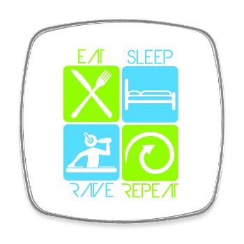 Eat Sleep Rave Repeat Food Sleep Raven Saying - Square fridge magnet - white - Front