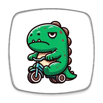 Drôle Dino T-Rex Draisiste Fantaisiste Drôle - Magnet carré - blanc - Devant