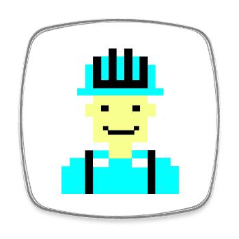 bauarbeiter pixel 01 - Viereckiger Kühlschrankmagnet - Weiß - Vorne