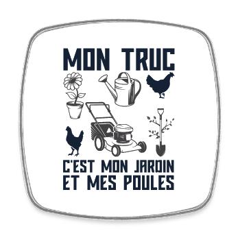 Humour Jardinage Retraite Cadeau Jardinier Poules - Magnet carré - blanc - Devant