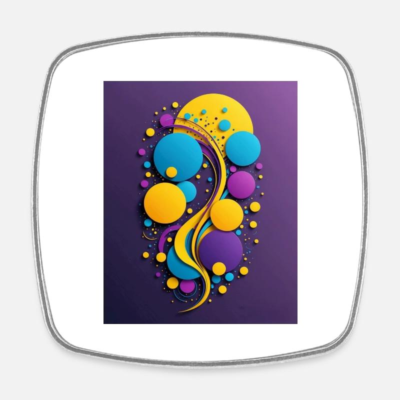 Peacock Feather Abstract - Square fridge magnet - white