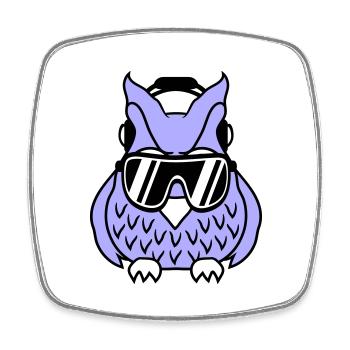 Cool Cute DJ Owl Party Club Music Owls Bird - Square fridge magnet - white - Front