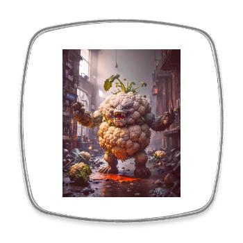 vegetables downfall Apocalypse Monster cauliflower - Square fridge magnet - white - Front