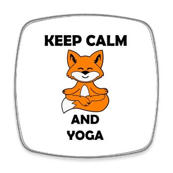 yoga fuchs keep calm - Viereckiger Kühlschrankmagnet - Weiß - Vorne