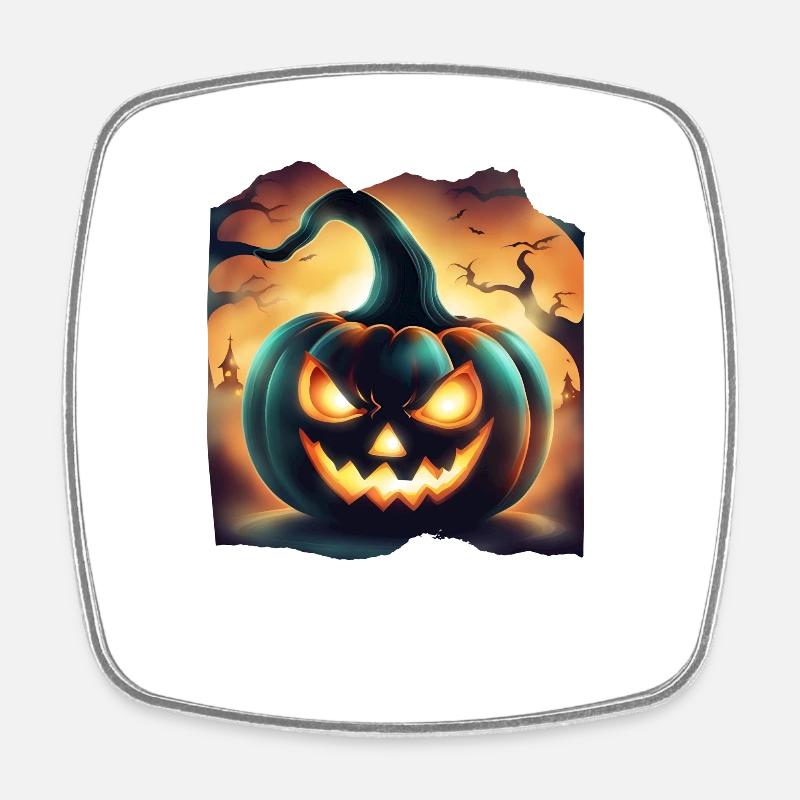Spooky Halloween Pumpkin - Square fridge magnet - white