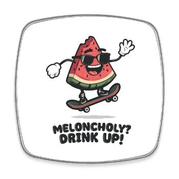 meloncholy - springende Melone - Viereckiger Kühlschrankmagnet - Weiß - Vorne