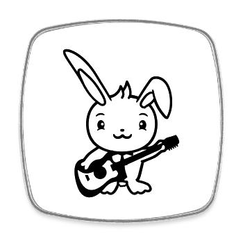 Rabbit Bunny Plays Cute Guitar Music Guitarist - Square fridge magnet - white - Front