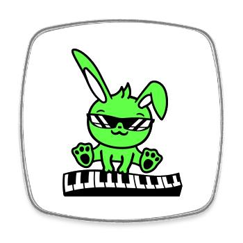 Easter Bunny Rabbit Cute Piano Keyboard Playing - Square fridge magnet - white - Front