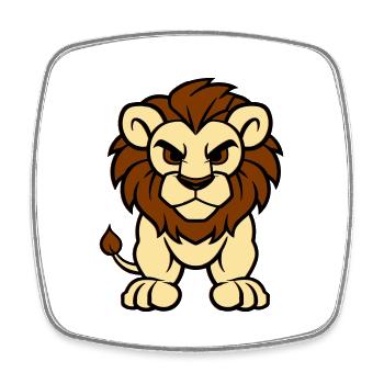 Lion Bande Dessinée Animal - Magnet carré - blanc - Devant