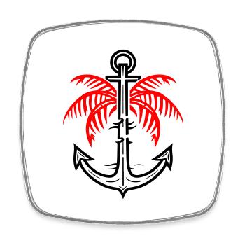 Icône d’ancre de palmier - Magnet carré - blanc - Devant