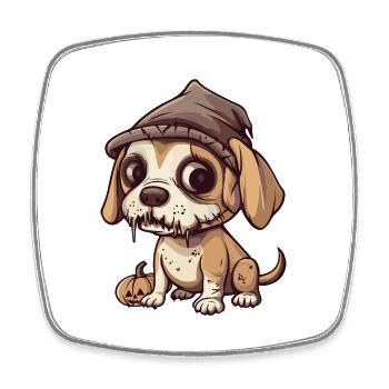 Beagle Hund Halloween Lustig Zombie - Viereckiger Kühlschrankmagnet - Weiß - Vorne